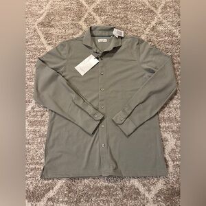 Men's Size Small Ike Behar Knit Long‎ Sleeve Button Up Dress Shirt Beige NEW NWT